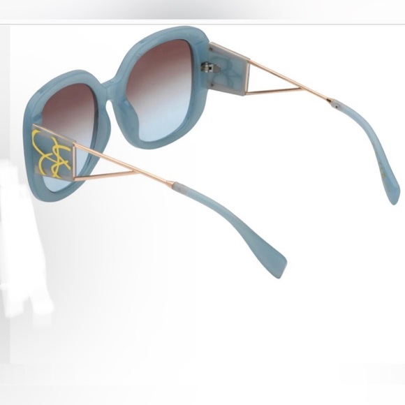 Jessica Simpson‎ j6254 Plastic Blue Oval Open Metal Temple oversized Sunglasses